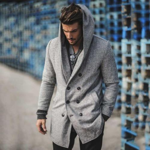 British Men's Hooded Wool Coat