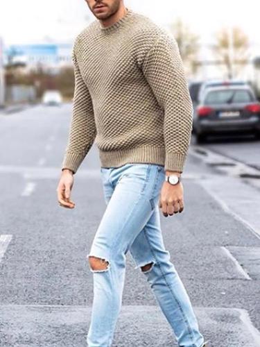Casual men's solid color sweater