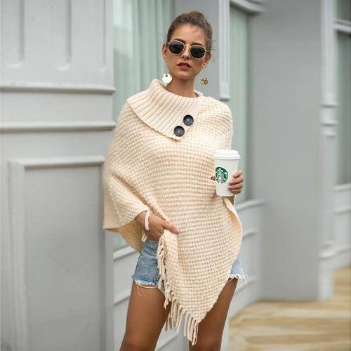 2020 new Autumn winter sweater tassel cape shawl buttons half-open collar solid color Cloak ladies sweater MY19042