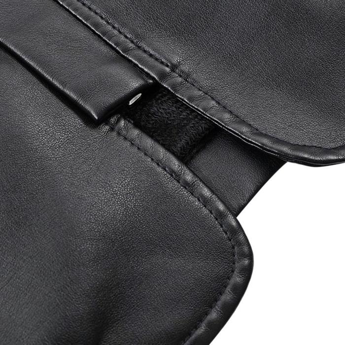 Pu Leather Stand Collar Zip Man Jacket Coat 8760