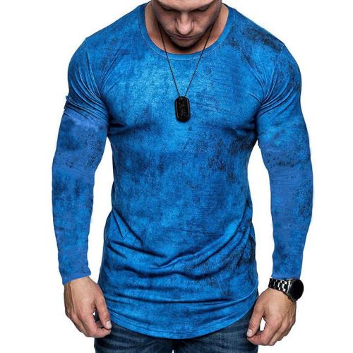 Fashion Round Neck Old Tie Dyed Long-Sleeved T-Shirts
