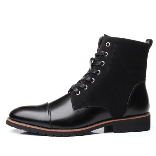 New Fashion Men Leather Shoes Waterproof Men Boots Comfortable Short Plush Black Winter Boots Quality Ankle Boots Business Men