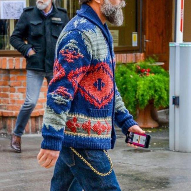 Fashion men's stitching color knit top