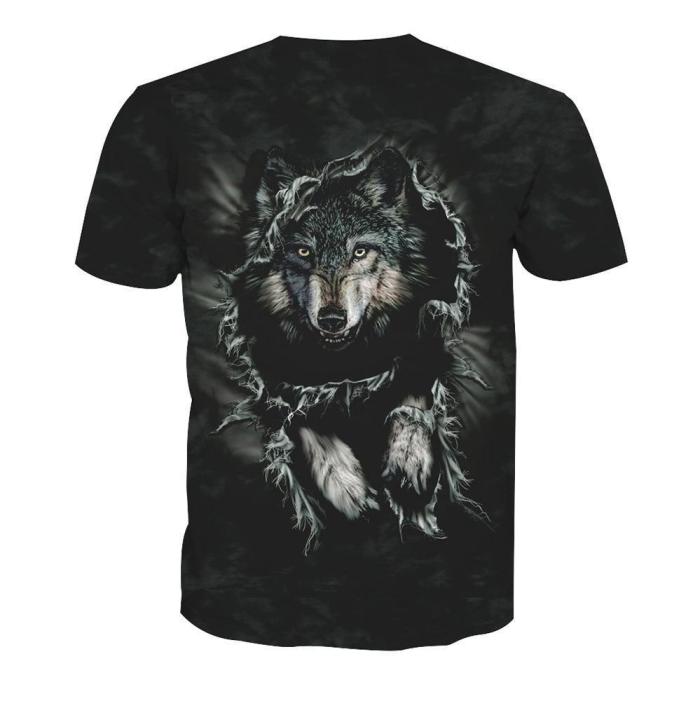 3D Wolf Print Short Sleeve T-shirt