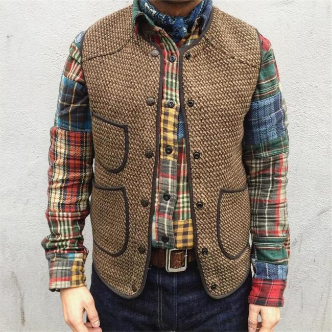 Autumn And Winter Single-Breasted Knit Vest