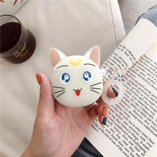 Kawaii Sailor Moon Luna Cat Silicone AirPods Case Shock Proof Cover