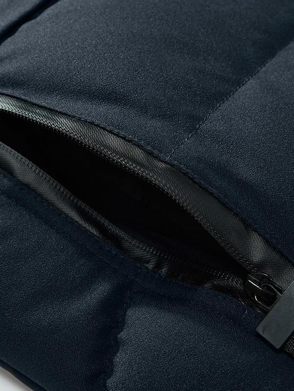 Zipper Hooded Belt Embellished Padded Jacket for Men