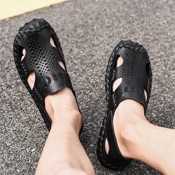 Mens Summer Hand Stitching Hollow Outdoor Sandals