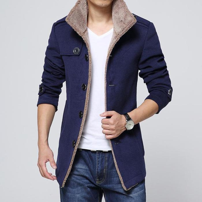 Men's Basic Slim Jacket - Solid Colored Shirt Collar