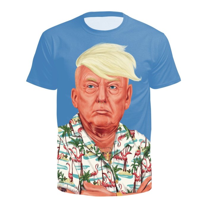 Trump Printed Round Neck Pullover Short Sleeve T-shirt