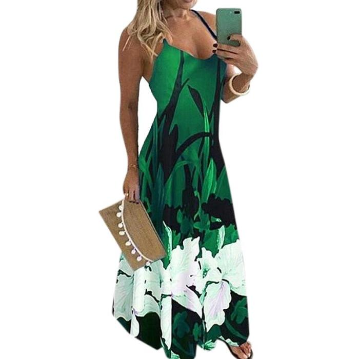 Spaghetti Strap Long Dresses 2020 Flower Party Dating Vacationg Maxi Dress
