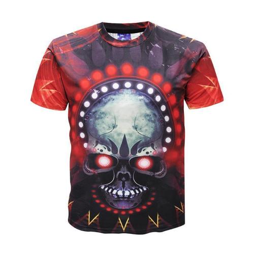Halloween Men's 3D Skull Print Casual T-shirt