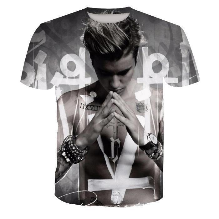 Justin Bieber Print Short Sleeve T-Shirt