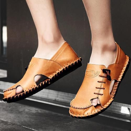 Genuine Leather Hollow Casual Sandals
