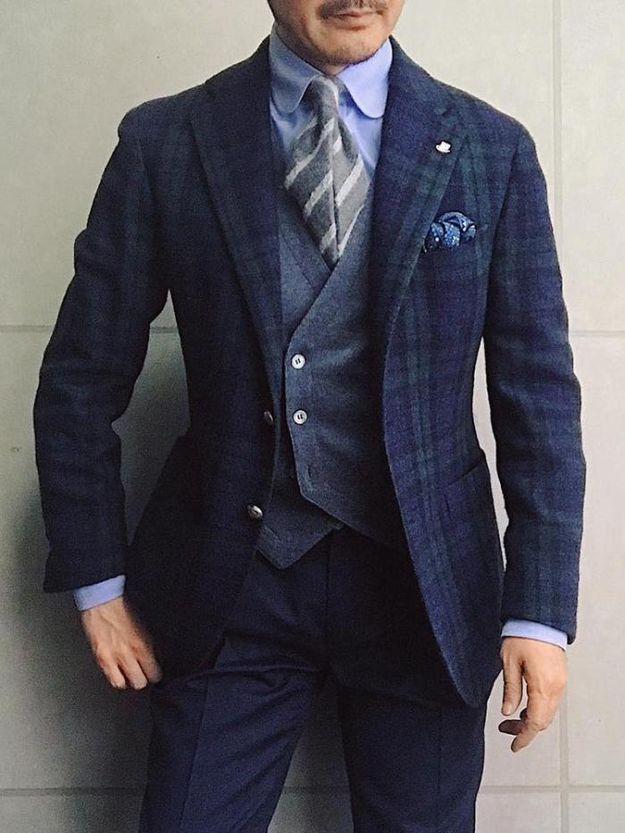 Formal Blue Check Long Sleeves Patch Pockets Blazer