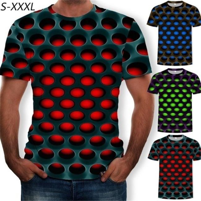 Summer Men Funny 3D T-Shirt Colorful Print Casual Short Sleeve Tee Tops