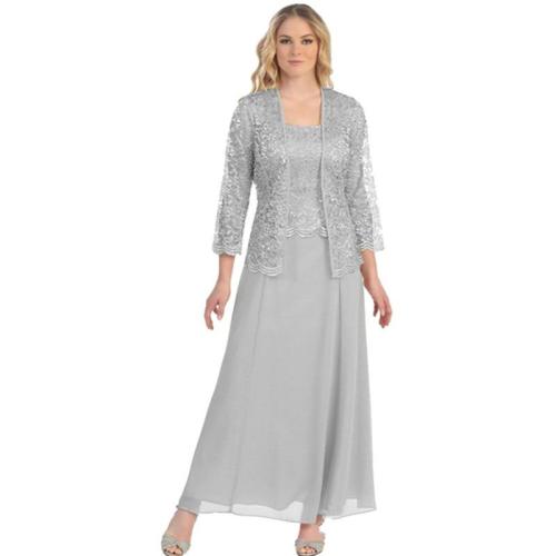 Robe De Soiree Lace Long Evening Dress Jacket Long Sleeve Wedding Guest Dress Two Piece Formal Mother of the Bride Dresses
