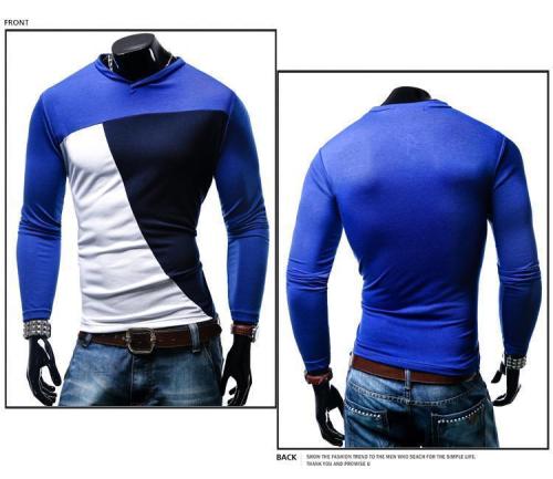 Men's Multicolor Stitching Casual Long Sleeve T-Shirt