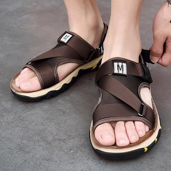 Mens Outdoor Hook and Loop Fastener Opened Toe Sandals