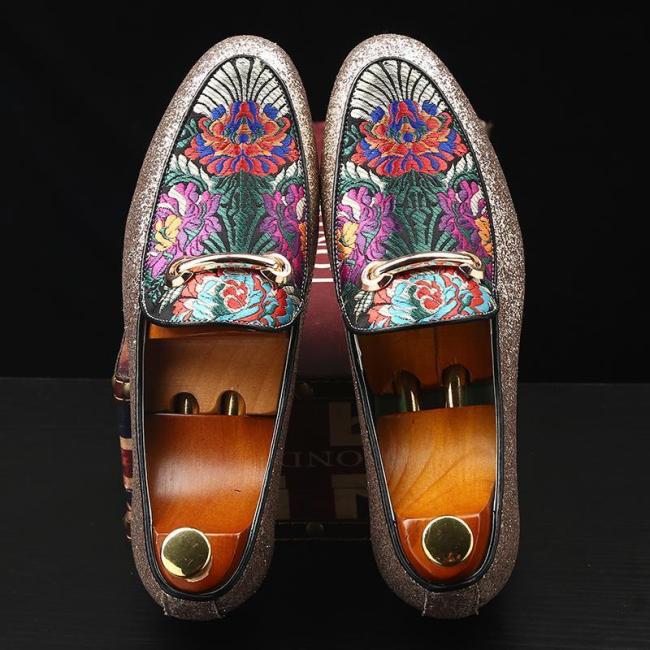 Fashion Loafers Brand Embroidered Dress Shoes