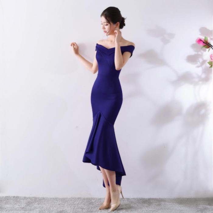 fashion sexy One word led evening Dress Off the Shoulder Slim fit Party Evening Dresses Elegant mermaid evening gown