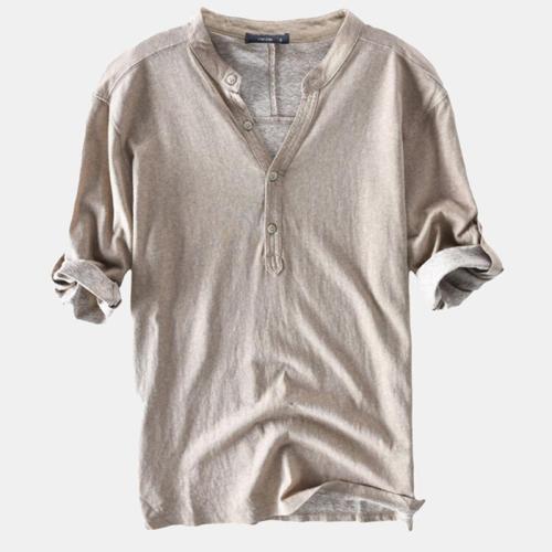 Spring/Summer Mens Casual Breathable Solid Color Half Sleeve Buttons T-Shirts