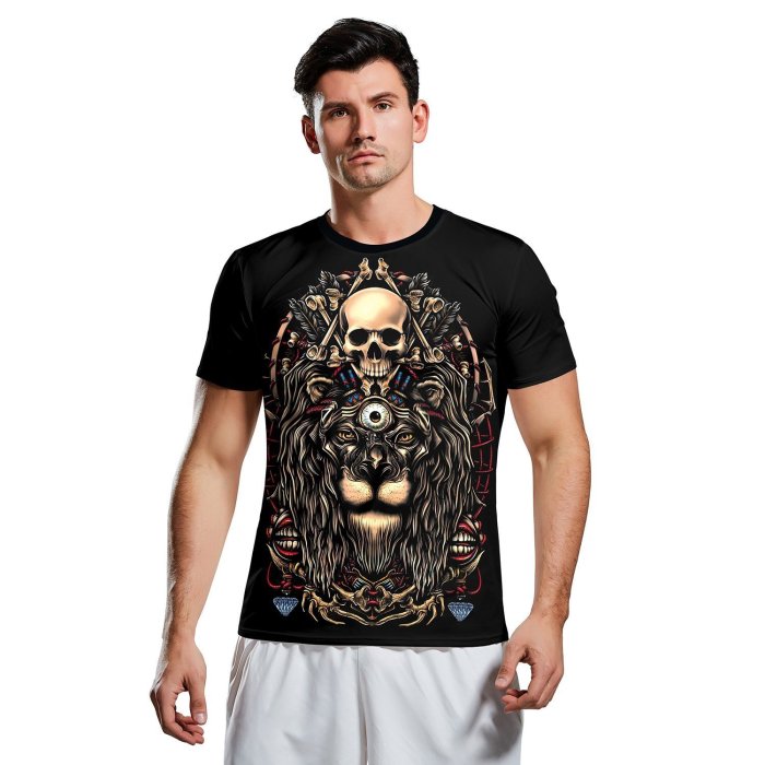 3D Lion Print Short Sleeve Halloween T-shirt