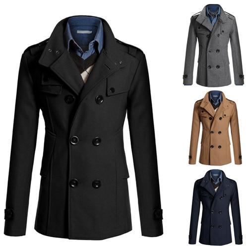Men Good Quality Double Breasted Wool Blend Overcoat For Men Size M-3XL Fashion 2018 Brand Winter Long Trench Coat