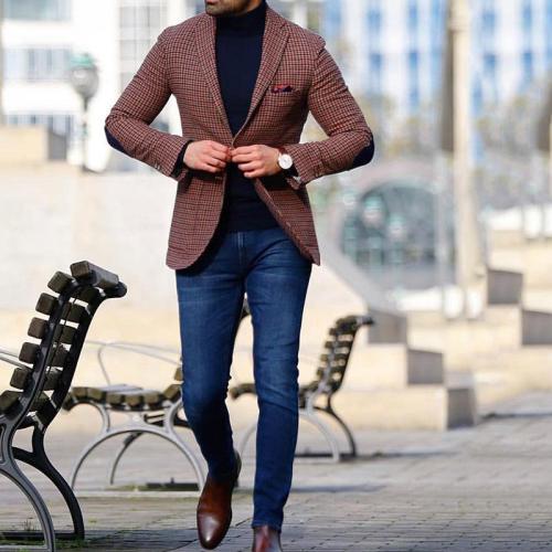 Men's Casual Color Check Blazer