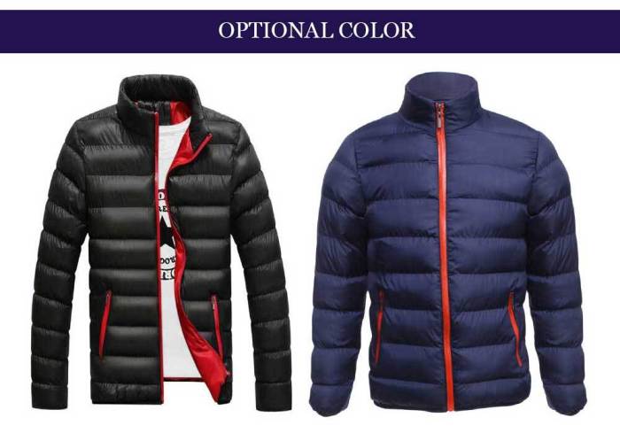 Casual Slim Fit Solid Color Male Stand Collar Warm Coat 8003