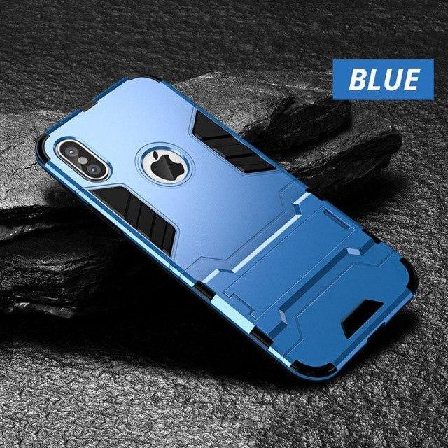 Kickstand Cover PC+Silicone Shockproof 3D Shield Case For iPhone