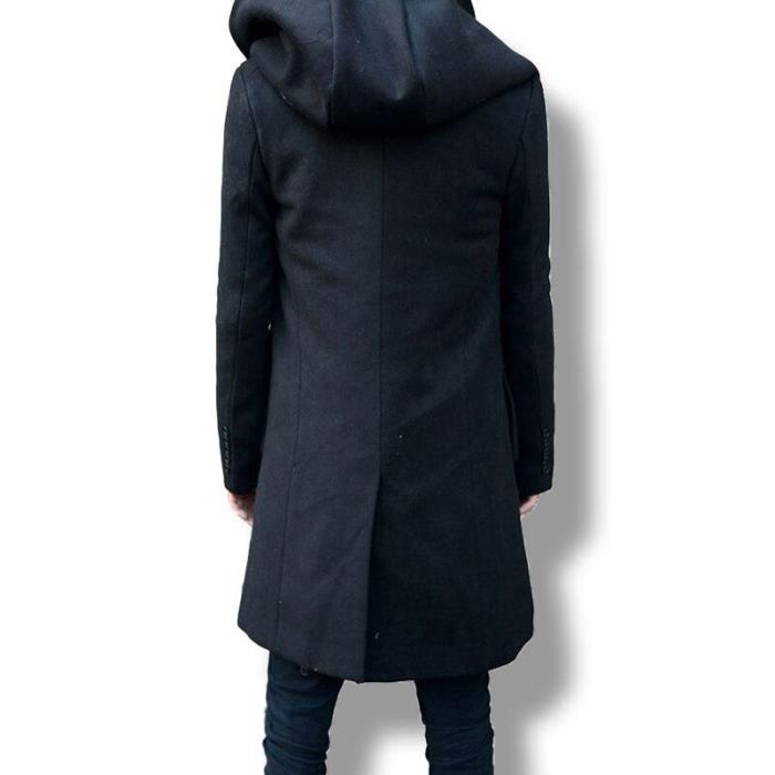 Men's winter vintage long cardigan 2018 male wool & blends hooded coat men manteau homme streetwear Kewlstyle Asian size TR07