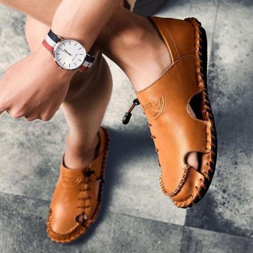 Genuine Leather Hollow Casual Sandals