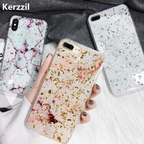 Gold Foil Bling Marble Phone Cases For iPhone