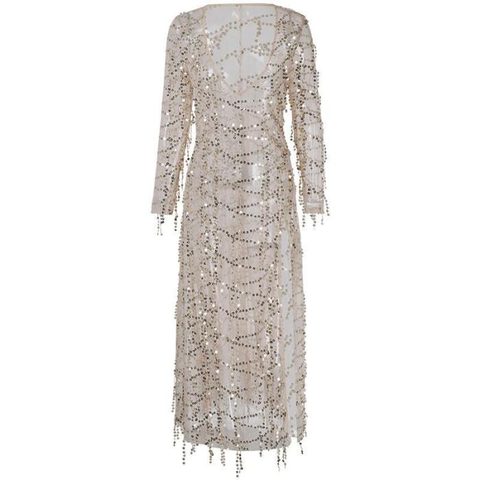 Fashion Sexy Sequined Split Evening Dress