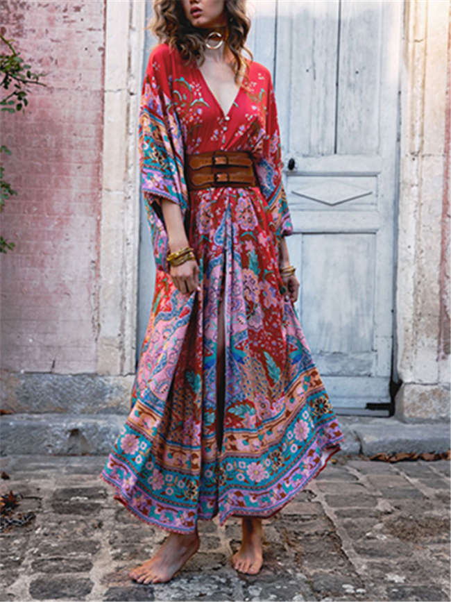 Fashion Bohemian Printed Long Dress Evening Dress