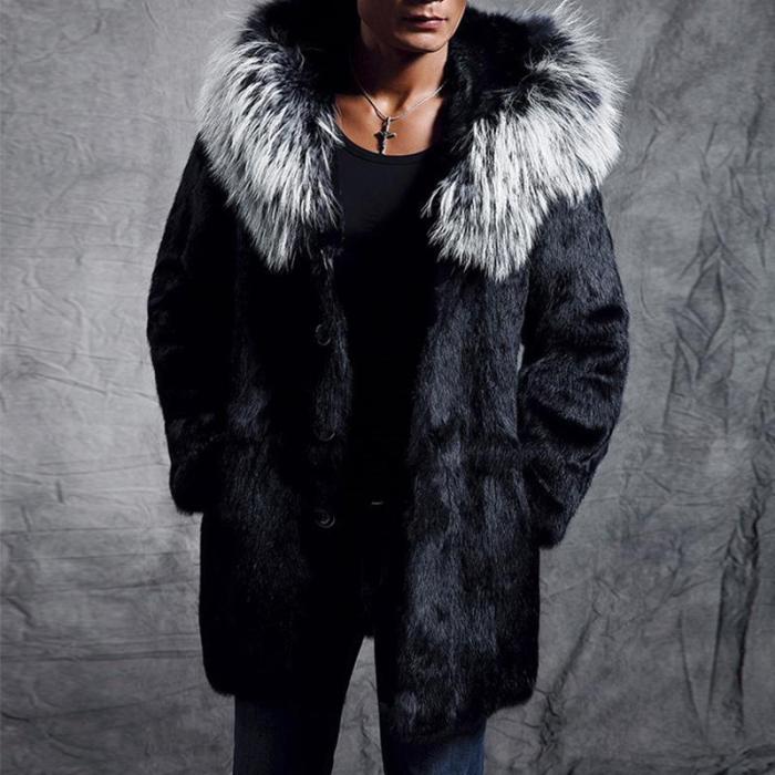Men's High Imitation Fur Mink Fur Coat Hooded