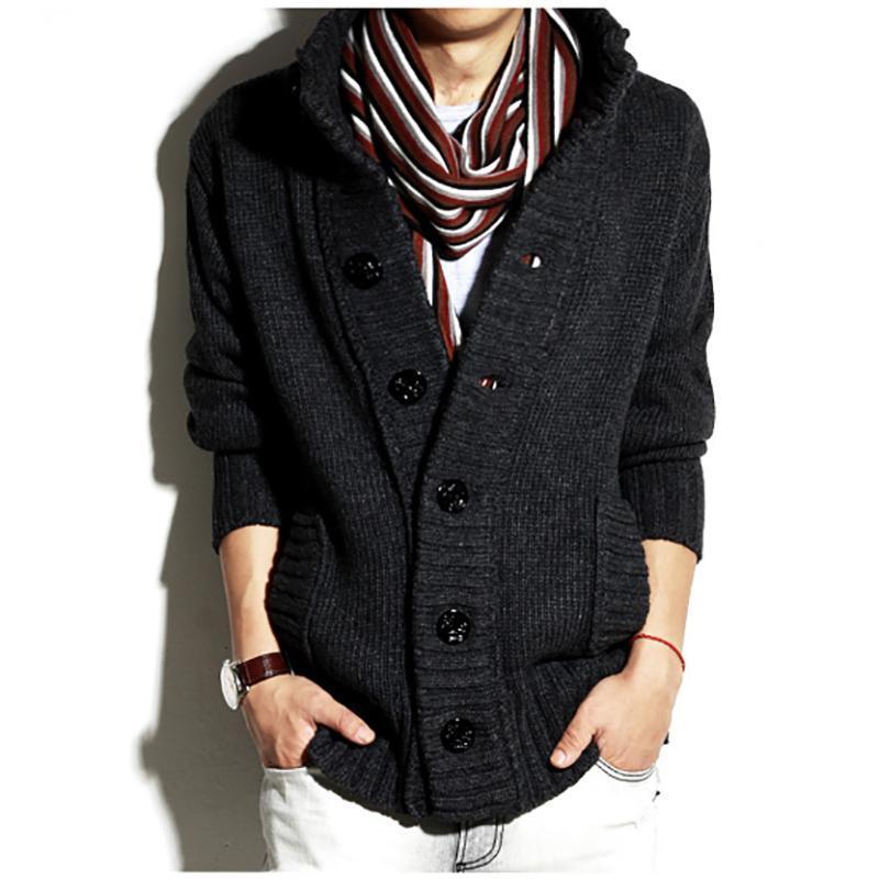 US$ 44.17 - Fashion Lapel Single-Breasted Long-Sleeved Knit Sweaters ...