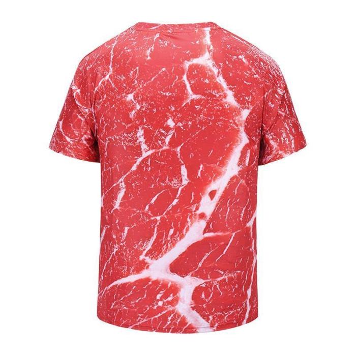 Beef Printed Round Neck Loose Short Sleeve T-Shirt