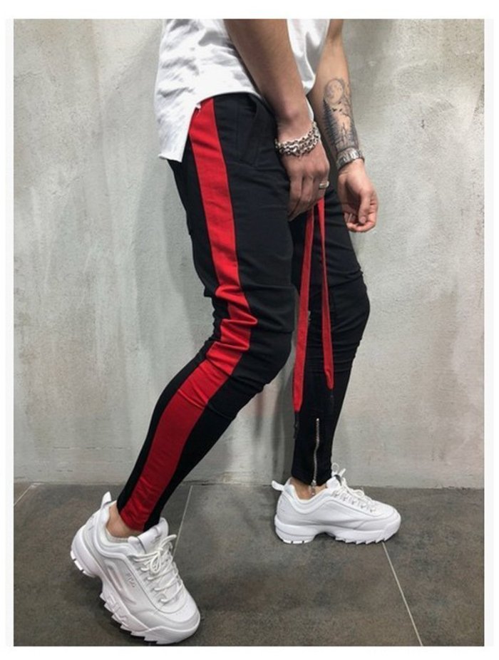 Colorblock Foot Zipper Stitching Sweatpants