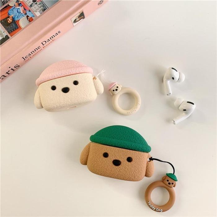 Poodle Teddy Dog AirPods Pro Charging Headphones Cases With Ring