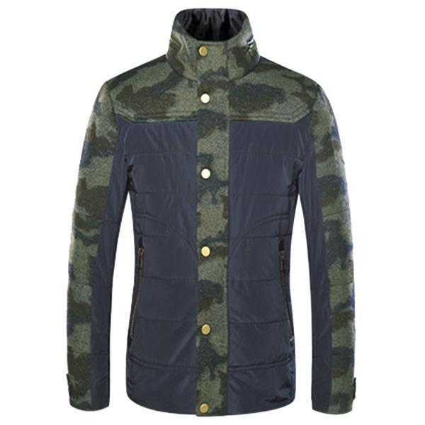 Men's Camouflage Panel Stand Collar Jacket
