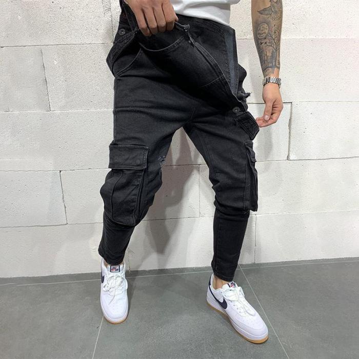 Knee Pocket Ripped Hole Overall