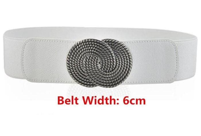 Fashion White Skinny Thin PU leather Belt for Women elastic Waistband Female Gold Buckle cummerbunds for dress party accessories