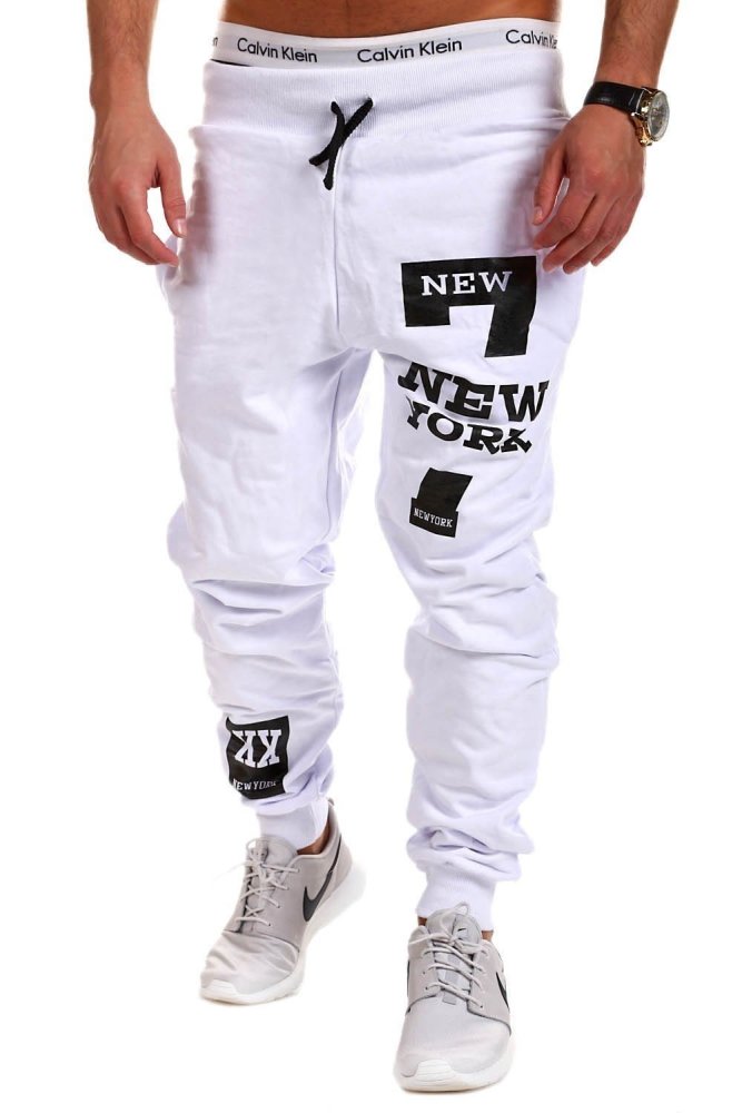 NEW YORK Letter Hip Hop Print Design Men's Casual Pants