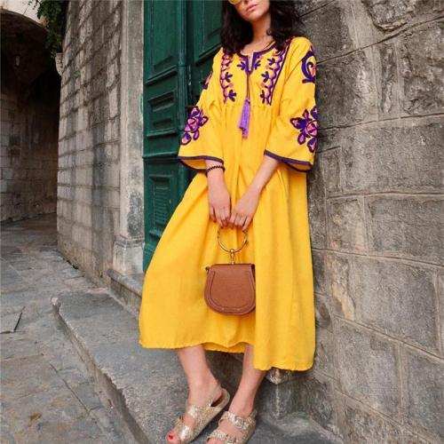 Women's Small V-Neck Embroidered Dress