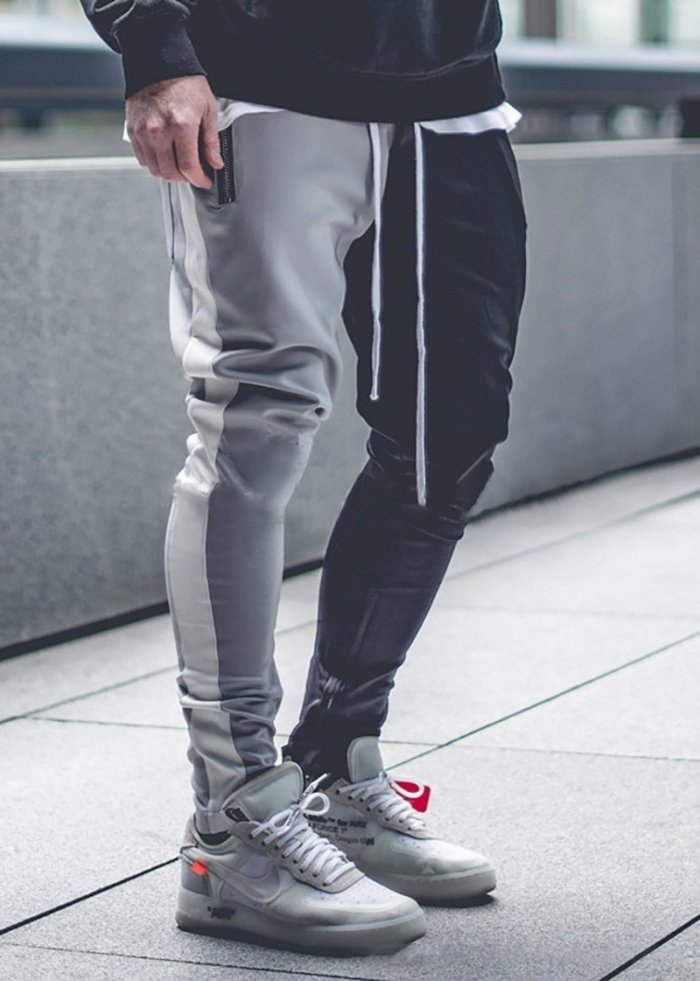 Men's Color Matching Color   Zipper Casual Pants