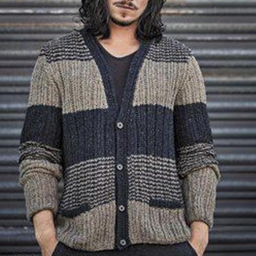 Casual Color matching V Neck Men Sweater