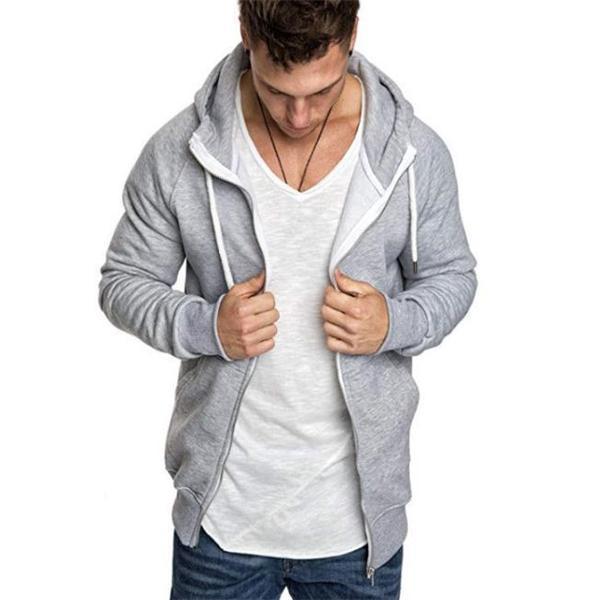 Sport Fashion Youth Slim Plain Zipper Long Sleeve Men Outerwear