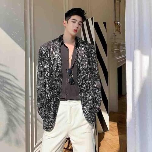 Suit stage show style individual coat men stage small shiny suit men and women T personality spring sequins show suit